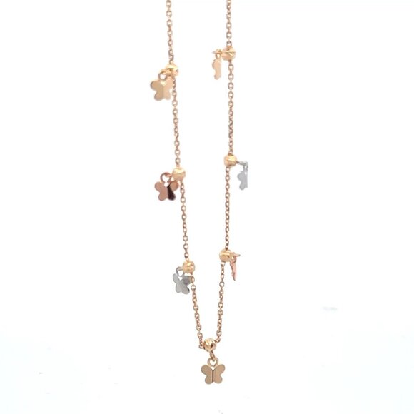 18K Gold Bracelet Butterflies Charms Three Tones Size 8 inches 2.54 grams - Picture 1 of 6